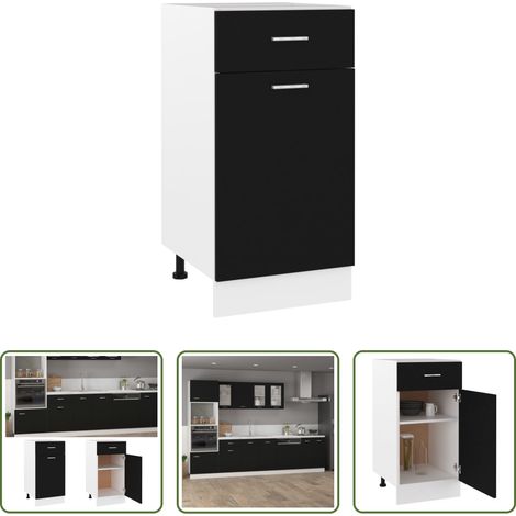 Rangement cuisine - Armoire à tiroirs "Lyon" Noir 40 x 46 x 81,5 cm Bois d'ingénierie (1/5)