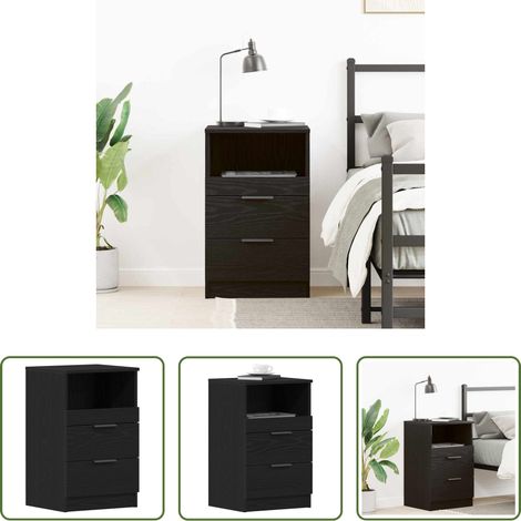 Rangement chambre - Cabinet de chevet Chêne noir 40 x 35 x 65 cm Bois d'ingénierie (1/5)