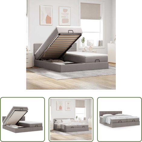 VidaXL Cadre de lit ottoman avec matelas taupe 160x200 cm tissu (1/5)