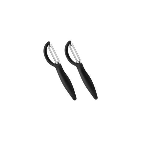 Set mit 2 universellen Kartoffelschälern, manueller Gemüseschäler aus Edelstahl, ergonomischer Griff, Küchenmesser zum Schälen von Kartoffeln und Obst - Crezuo