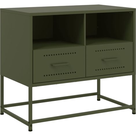 Mobile TV multimediale scaffale per televisione televisione buffet sala da pranzo soggiorno camera da letto oliva 68 x 39 x 60,5 cm verde acciaio 020028270