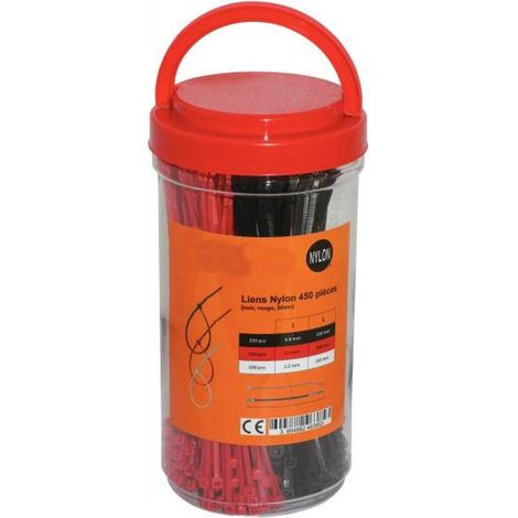 Seau Liens Nylon 450 pcs 2.8 à 4.8 mm - Nylon 6.6 - D-Work (1/2)