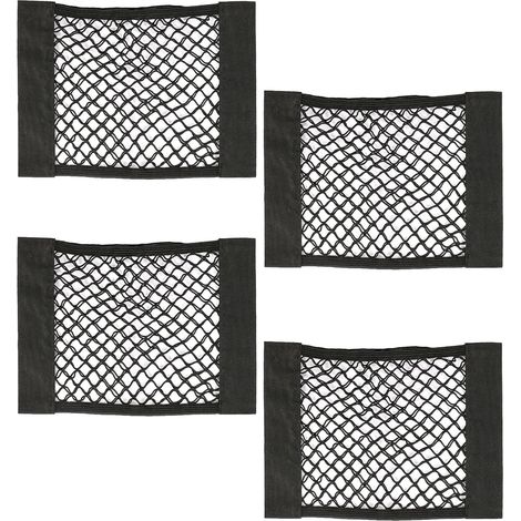 Filet à bagages de voiture 4 pièces, filet de rangement autocollant, organisateur de coffre élastique, organisateur universel pour voitures, camionnettes, camions et véhicules tout-terrain avec peluch (1/5)
