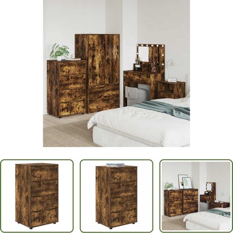 Holzschrank - Stauraumschränke 2 pcs Geräucherte Eiche 60 x 48 x 105 cm (1/5)