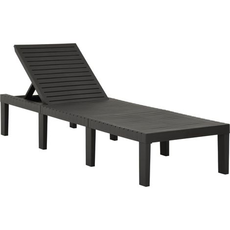 Tumbona cama de jardín mobiliario de exterior para terraza plástico antracita 020012785