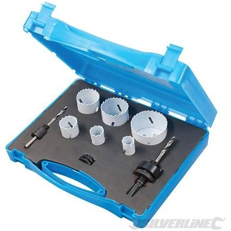 Silverline – Coffret de 9 scies cloche bimétalliques HSS – Diamètres de 19 à 57 mm – Pour perçage précis dans divers matériaux (1/3)