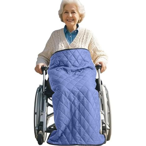 Couverture de fauteuil roulant, couverture d'hiver épaisse, pour fauteuil roulant, couverture pour genoux, sac à enfiler, fauteuil roulant, coupe universelle pour fauteuil roulant, bleu (1/5)