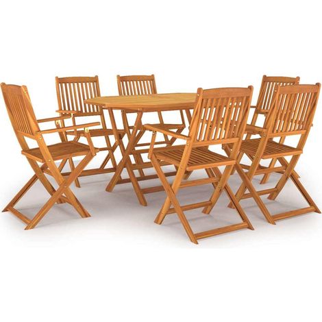 Set da Pranzo per Giardino 7 pz in Legno Massello di Acacia vidaXL