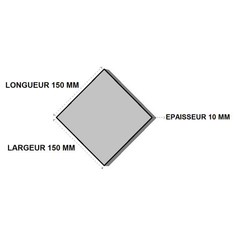 Platine acier 150x150x10 non percée