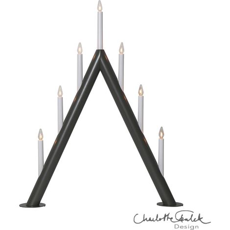 7-flammiger Lichterbogen ,Circum', Holz, dreieckig, grau-braun