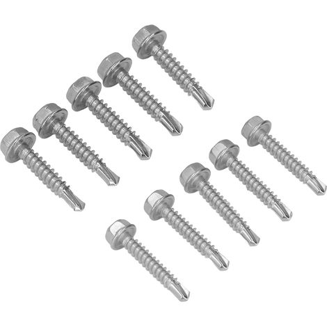 100 Vis à tôle inox 304, lot de vis autoforeuses à tête cylindrique bombée, 4,2x25mm et 4,8x25mm, visserie assortie (1/5)