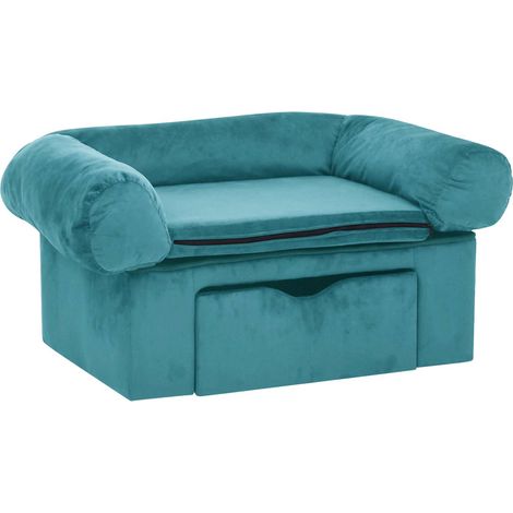Canapé pour chien Turquoise 75 x 50 x 38cm Peluche vidaXL (1/5)