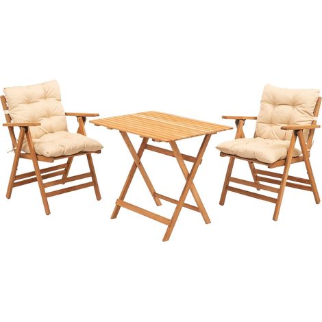 Set Tavolo e Sedie Roana, 2 Posti, Dimensione Seduta 46x43h89 cm, Marrone Crema