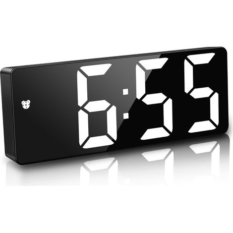 Alarm Horloge Miroir à Affichage LED numérique avec température, répétition, Calendrier réglable, Port USB veilleuse
