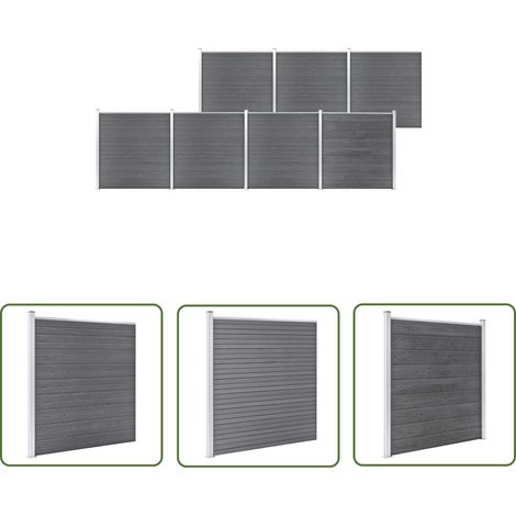 The Living Store Clôture de jardin WPC 1218x186 cm Gris - Clôture De Jardin - Clôture WPC - Clôture Grise - Clôture Design - Clôture Moderne (1/5)
