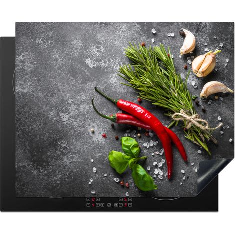 Induction Hob Protector Pepper - Herbs - Spices - Concrete 65x52 cm (1/5)