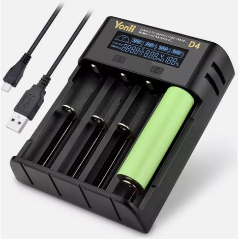Chargeur de piles USB YONII 4 emplacements avec écran LCD, NiMH et Li-ion AA AAA SC F6, affichage précis et charge rapide (1/5)
