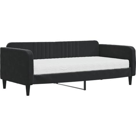 Maison Exclusive - Tagesbett mit Matratze Schwarz 90x190 cm Samt