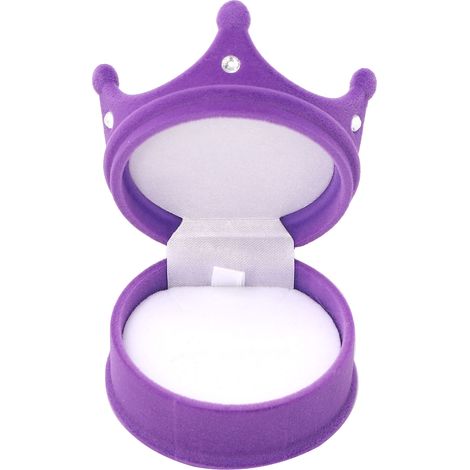 Boîte à bijoux couronne personnalisée au design rétro simple pour boucles d'oreilles et colliers - Boîte d'emballage violette (1/5)