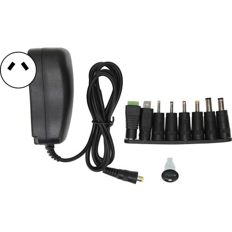Adaptateur secteur universel multifonctionnel 30 W avec port USB et tension réglable (100-240 VAU). (1/5)