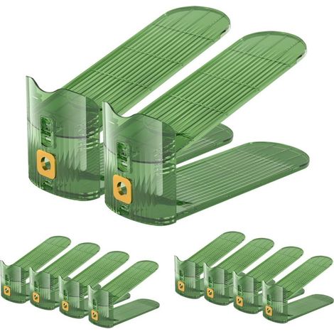 Empileur de Chaussures Lot de 10 Organisateur de Fentes pour Chaussures Support de Chaussures Ajustable Support de Chaussures Rangement pour Armoire(Vert10) (1/5)