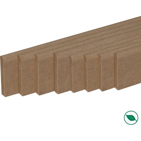 Pack de 8 plinthes bord arrondi MDF brut 2200 x 80 x 14 mm PEFC 70%