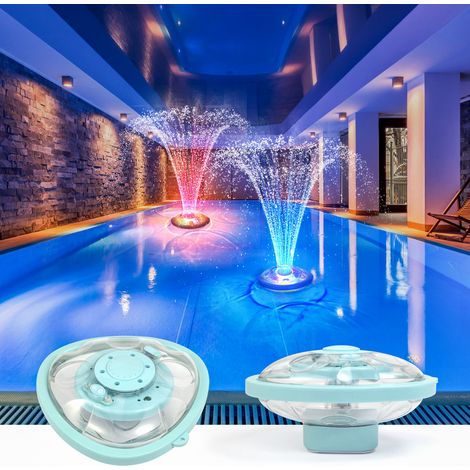 Fontaine de piscine solaire, télécommande sans fil 25 m, lumières RGB LED, port de charge Type‑C (1/5)