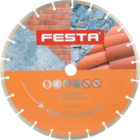 Disque diamant segmenté pour béton, brique, pierre 300x3,5x25,4mm - Usage professionnel