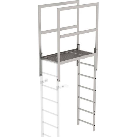 Günzburger Steigtechnik Escalier en acrotère, acier inoxydable, longueur 1 200 mm - 064183