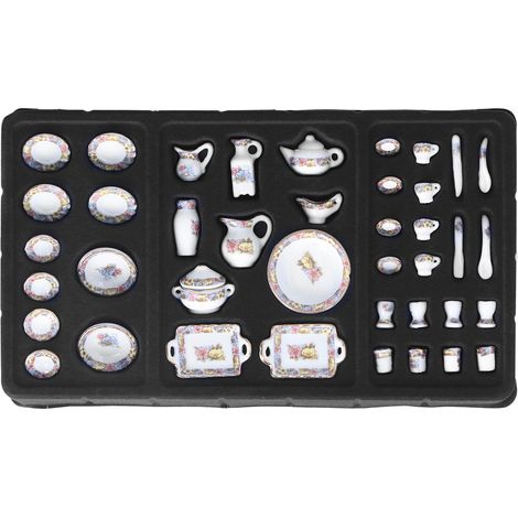 Set de 40 tasses à thé miniatures en céramique pour maison de poupée 1:12, décoration et DIY (1/5)