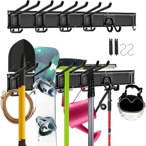 Support mural pour garage et jardin - Porte-outils avec plusieurs crochets pour outils de jardin, outils électriques et plus encore (1/5)