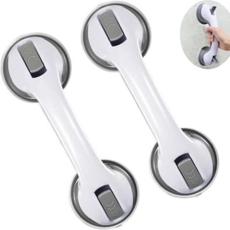 Lot de 2 Barres d’Appui Salle de Bain à Ventouse 30 cm – Poignée Sécurité Sans Perçage pour Douche et Baignoire – Antidérapante pour Personnes Âgées et Enfants,Gris