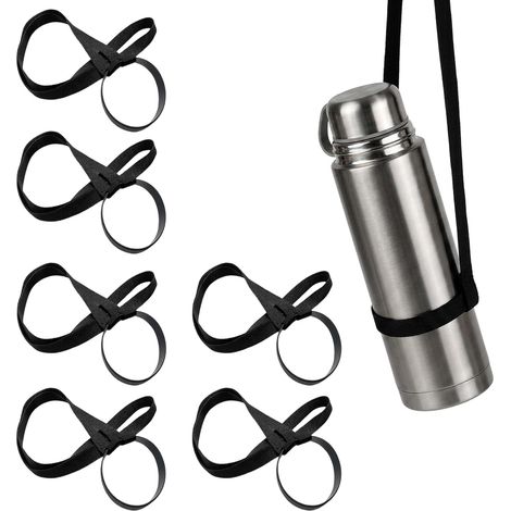 Lot de 6 porte-gobelets - Pour festival, bière et boissons gazeuses - Noir - À suspendre - Avec sangle de transport - Pour festivals en plein air et concerts - 90 x 1,5 cm (1/5)