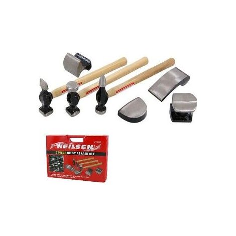 PRO 7PC CAR AUTO BODY PANEL DENT REPAIR TOOL KIT WOOD BEATING HAMMERS CT2310