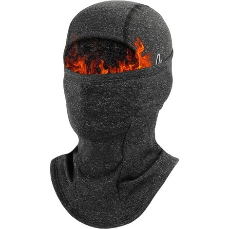 Masque de protection contre le froid - cagoule - masque de ski - avec monture de lunettes - Polyester - Lin noir (1/5)