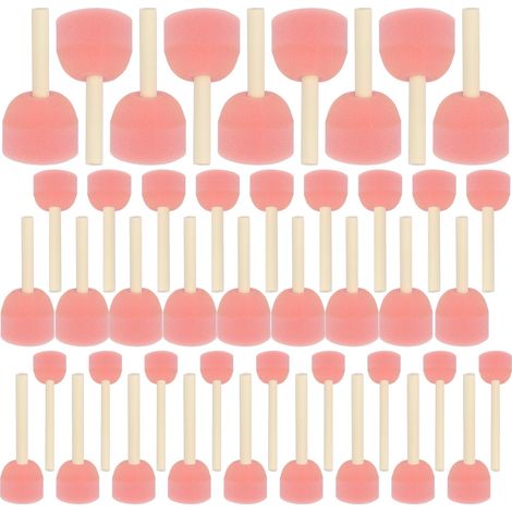 Pinceau en Mousse, 45 Pièces Pinceaux Éponge Peinture avec Manche Bois, 5 Tailles Reusable Poignée en Éponge Peinture pour Artisanale Pochoir Art Cire Craie, Roses (1/5)