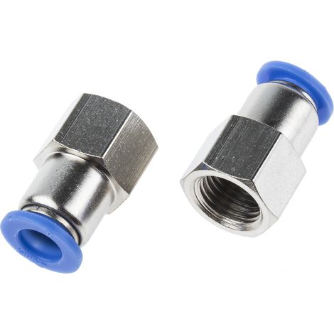 Adaptateur droit fileté hydraulique RS PRO vers Enfichable, 8 mm R 1/4 ( Prix pour Paquet de 10 ) (1/2)