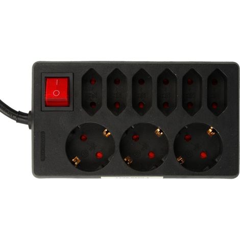 Kopp 129805005 Steckdosenleiste mit Schalter 9fach Schwarz Schutzkontakt 1 St.