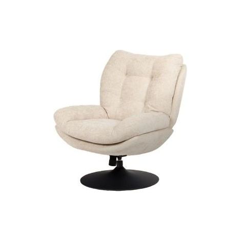 Fauteuil relax en tissu beige – Piètement noir – Longueur 90cm – Largeur 78cm – Hauteur 100cm – Design contemporain sans accoudoirs – Amadeus (1/5)