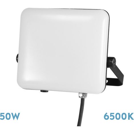 Proiettore “Destello” (50W 6500K 4500lm) IP65 18,5x20,5x4,5cm in alluminio e policarbonato bianco e nero (1/4)