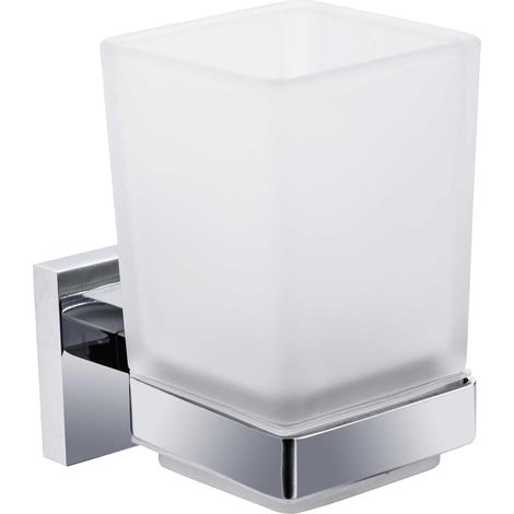 Moderne chromé porte-gobelet brosse à dents mural, accessoire salle de bain carré