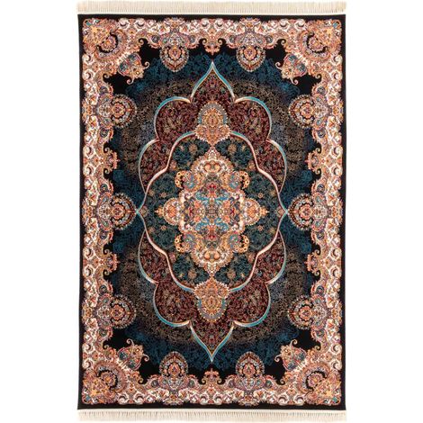 Tapis persan Ayaan  - 150x100cm, Rectangular - 100% Acrylique - Tissé - Bleu foncé