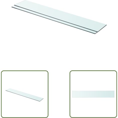 The Living Store Panneaux d'étagère 2 pcs Verre Transparent 80 x 12 cm - Etagere Murale - Étagère Verre - Étagère Transparente - Décoration Murale - Rangement Mural (1/3)