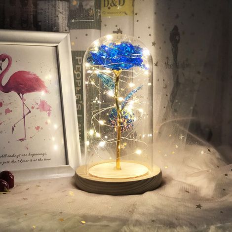 Rosa eterna illuminata in una cupola di vetro – LED bianco caldo – Decorazione romantica per compleanni, Natale, San Valentino, Festa della mamma (1/3)