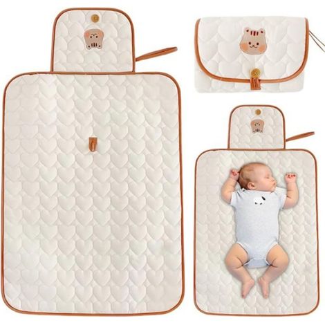 Babywickelunterlage: Tragbare Wickelunterlage aus reiner Baumwolle, waschbar und schmutzabweisend, für Reisen (70 x 50 cm) (1/5)