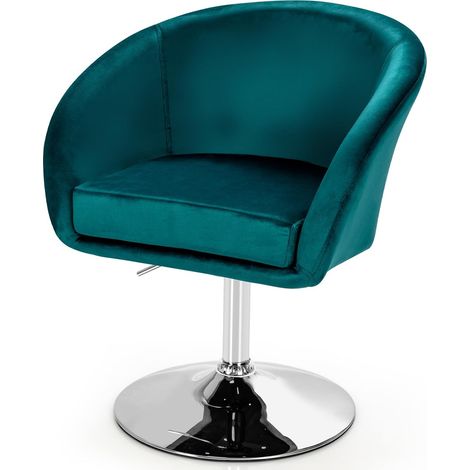 Costway – Tabouret de bureau pivotant en velours – Hauteur réglable 72-86 cm – Base galvanisée stable – Charge 120 kg – Dossier rond ergonomique (1/5)