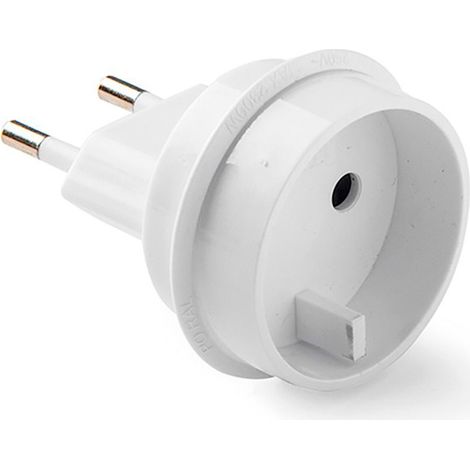 Adaptador europeo - universal, 10a 250 v, espigas 4 mm, blanco, retractilado