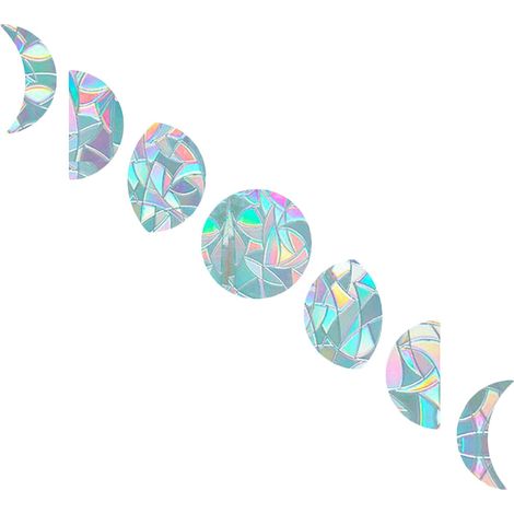 Mondphasen-Fensteraufkleber, kollisionssicher, statisch, Regenbogen-Glasaufkleber, Fensteraufkleber, Sonnenfänger-Dekorationen, nicht klebendes prismatisches Vinyl (7 Stück) (1/5)