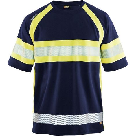 T-shirt haute visibilité Blaklader anti-UV et anti-odeurs Bleu Marine / Jaune M.
