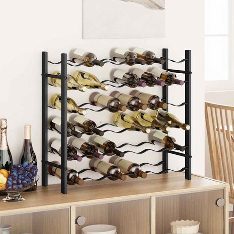 Casier à bouteilles Étagère à bouteille - Casier à vin pour 36 bouteilles Noir Fer BV295769 - BonneVie (1/5)